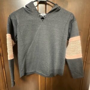 Gray Hoodie with Pink Sleeve Accents